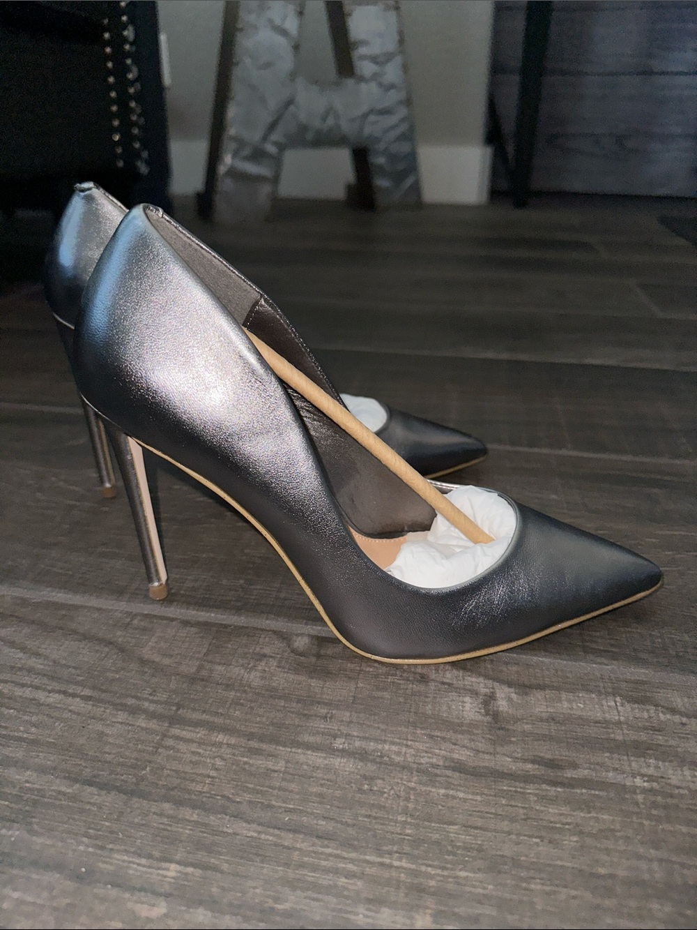 Steve Madden Vala Pewter Leather Heels